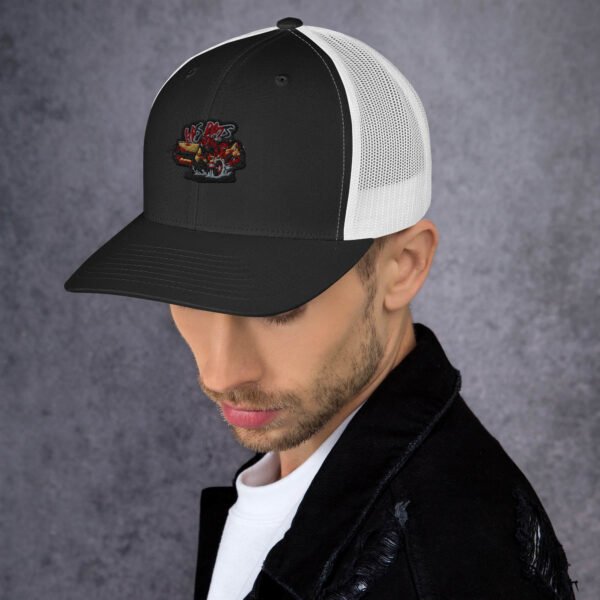 retro-trucker-hat-black-white-left-686df3f3e4e8e.jpg Gas Rats Trucker Cap